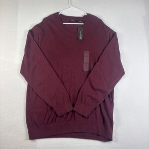 New Claiborne Mens XXL V-Neck Sweater Burgundy Cotton Cashmere Blend NWT B4668